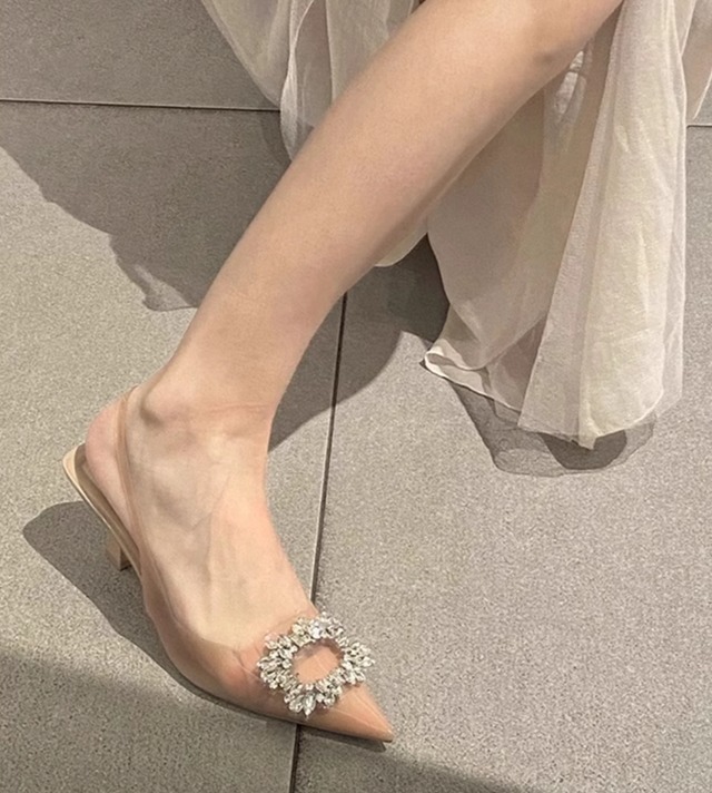 bijou buckle pointed toe pumps【2025060901】