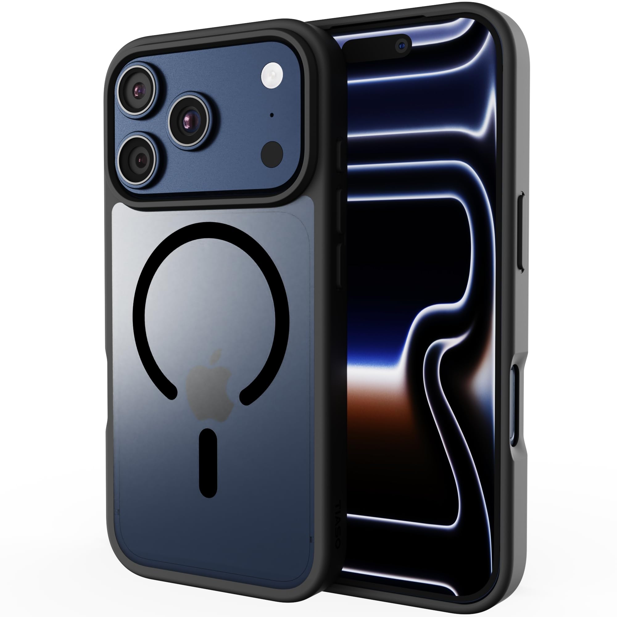 TIASO iPhone 18 Pro/17 Pro 用 ケース 【指紋防止・MagSafe対応】耐衝撃 滑り止め 指紋防止 PC背面 米軍MIL規格 SGS認証 いPhone 17 Pro 対応 ケース 傷つけ防止 ワイヤレス充電対応 アイフォン 17 Pro対応(6.3インチ) マットブラック