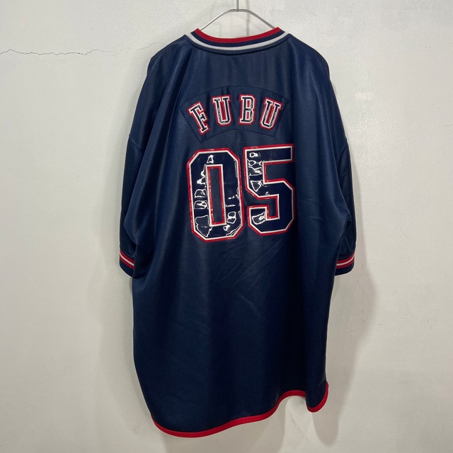 FUBU ベースボールゲームTシャツ　ビッグサイズ　刺繍ワッペンロゴ☆紺　4XL