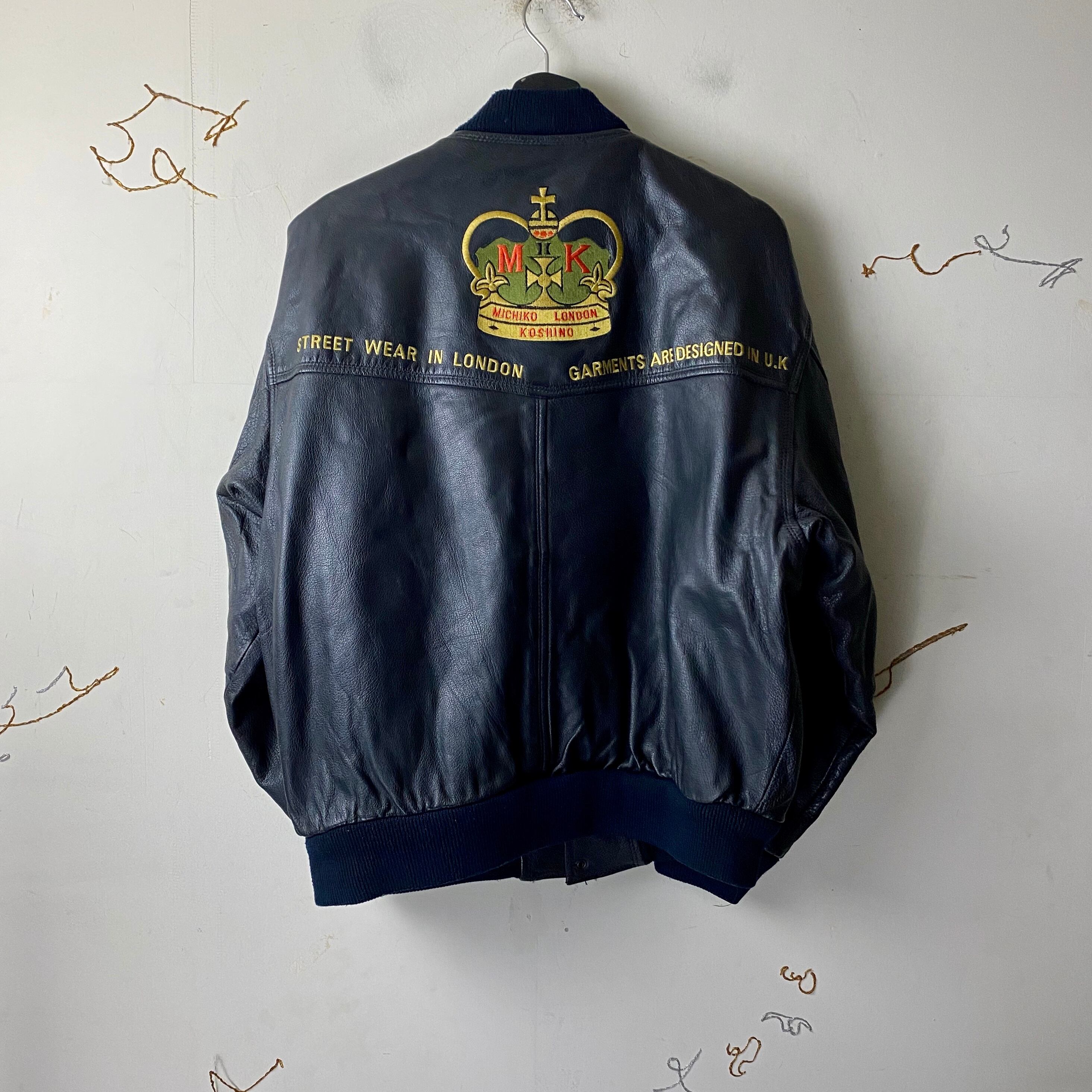 old MICHIKO KOSHINO all-leather stadium jacket | NOIR ONLINE