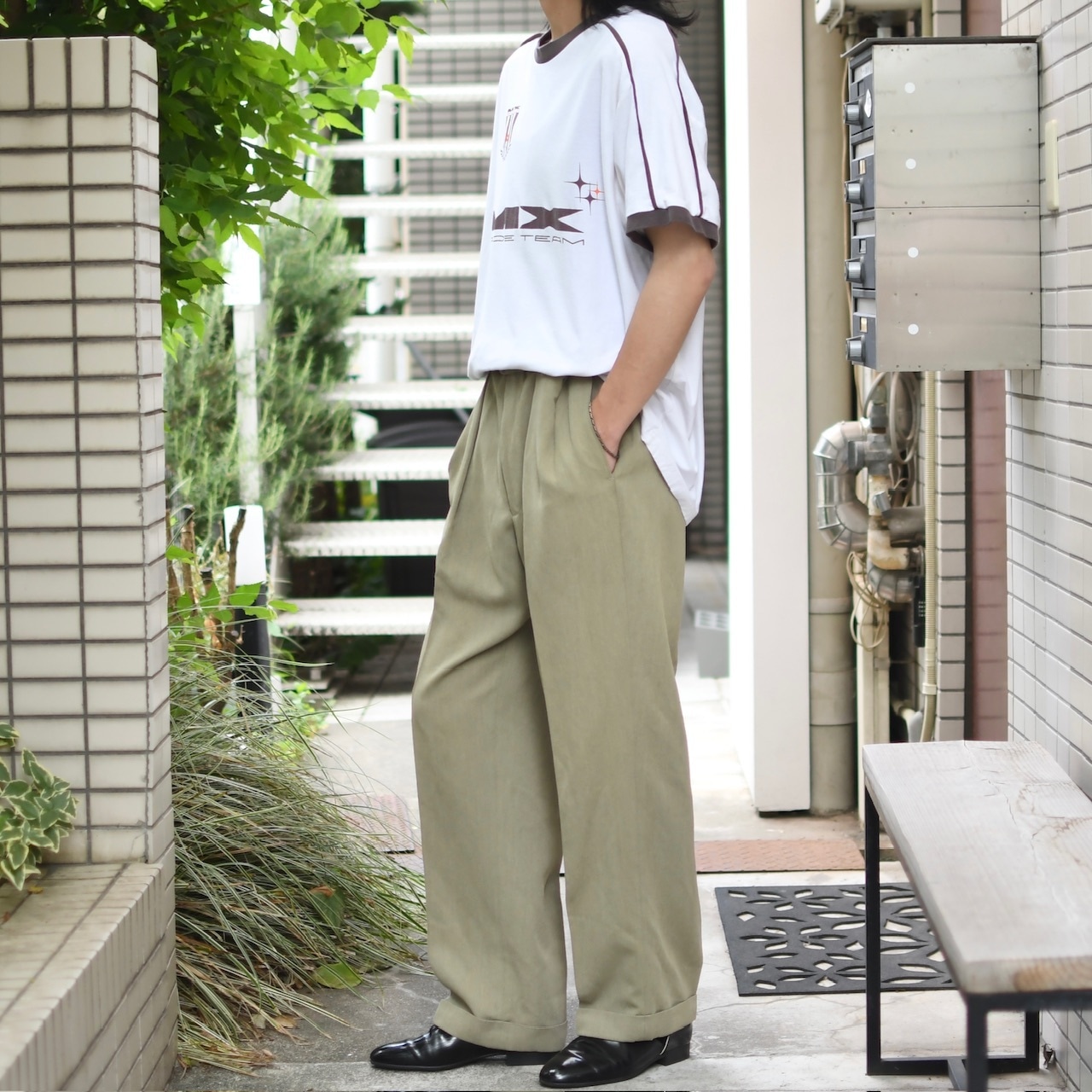 rayon blend 2tuck slacks khaki