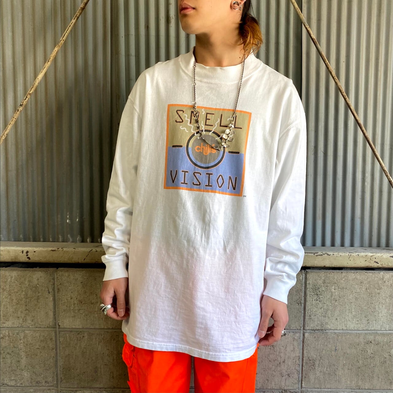 90年代 SMELL CHILIS VISION アート プリントロングTシャツ メンズXL 