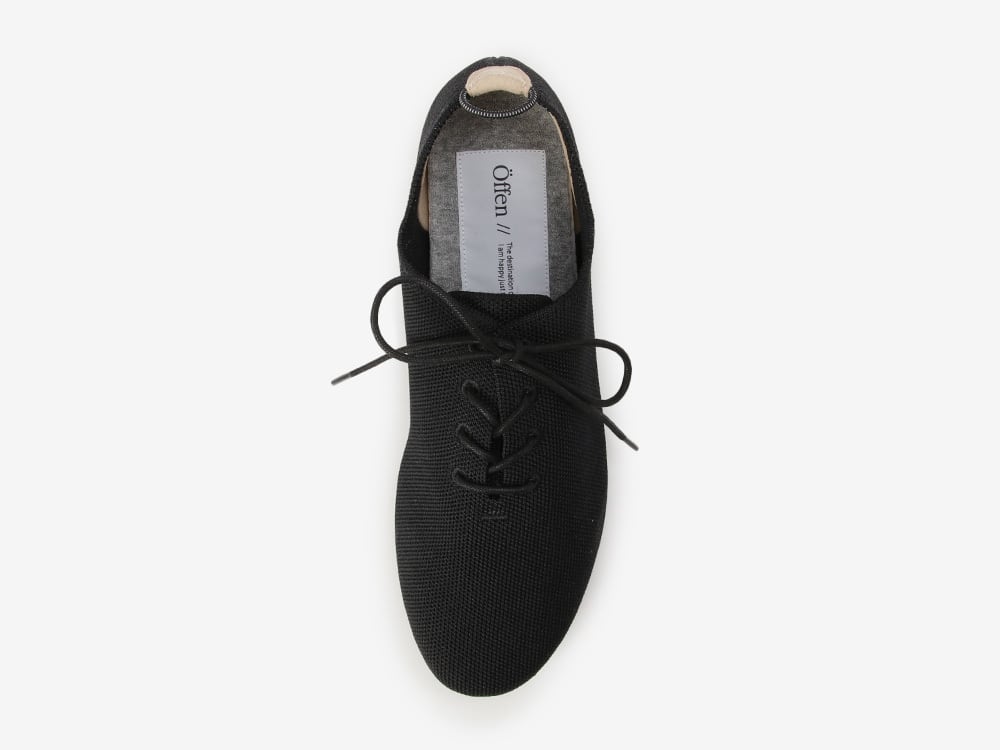offen オッフェン スカラップパターン フラットシューズ 黒 24 38 plain flat pattern / BLACK | Offen