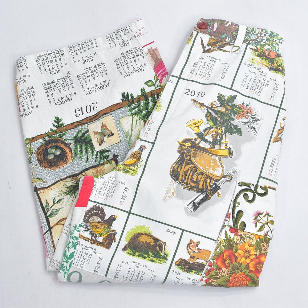 Remakeリメイク ヴィンテージ テキスタイル パッチワーク デザイン 再構築 ワイド ルーズシルエット カーゴパンツ ツギハギ 古着 裏地付き レディースW67~84cm