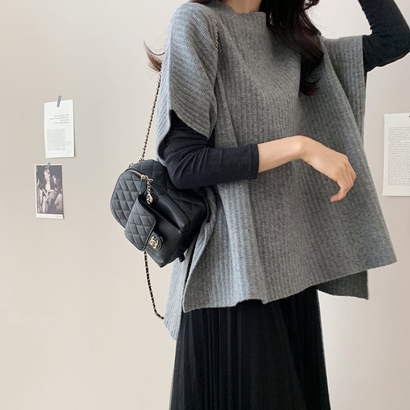 Cape style loose rib knit TO0676