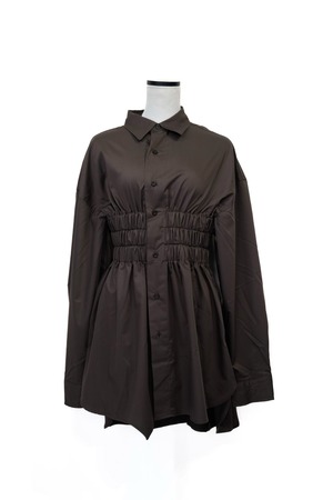 Nora Lily elle /Waist Gathering Long Shirts-/ チャコールグレー