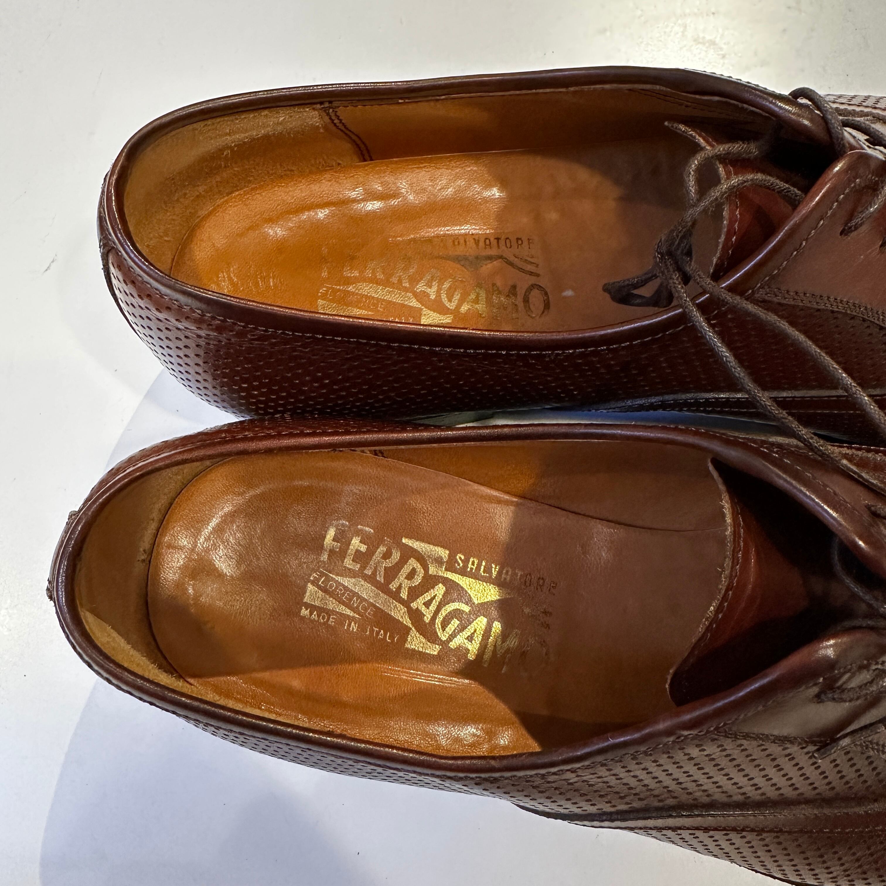 FERRAGAMO LEATHER SHOES BROWN SIZE 8EE | safarionline