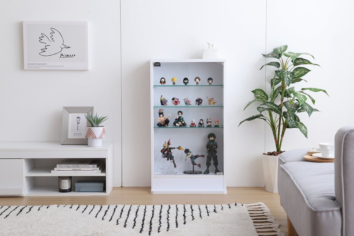 全3色】ガラス扉のガラス棚コレクションケース (幅46cm×奥行28cm