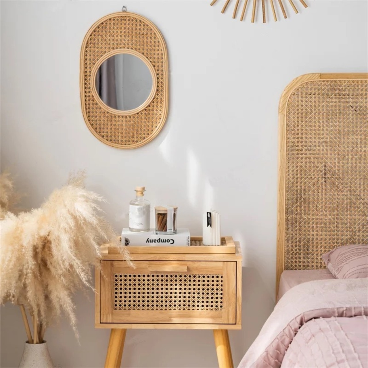 ラタンウォールミラー