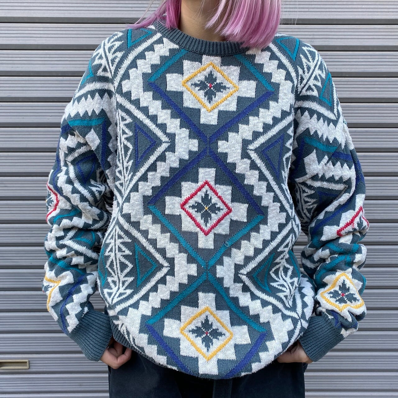 ニット/セーターUSA製　90s Claiborne Design Knit ヴィンテージ