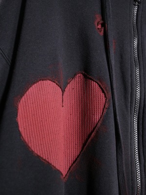REMAKE / blood heart design zip-up foodie
