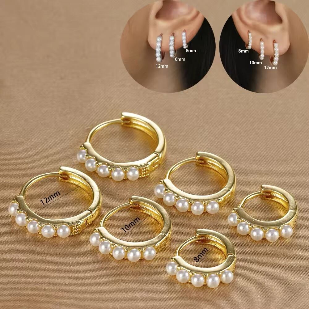 金アレ対応 パールフープピアス(0825)