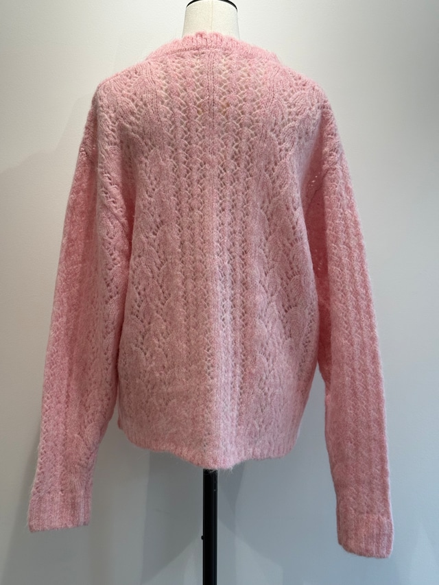 jonnlynx/JL225-KN1049 MOHAIR SUKASHI KNIT CARDIGAN Pink