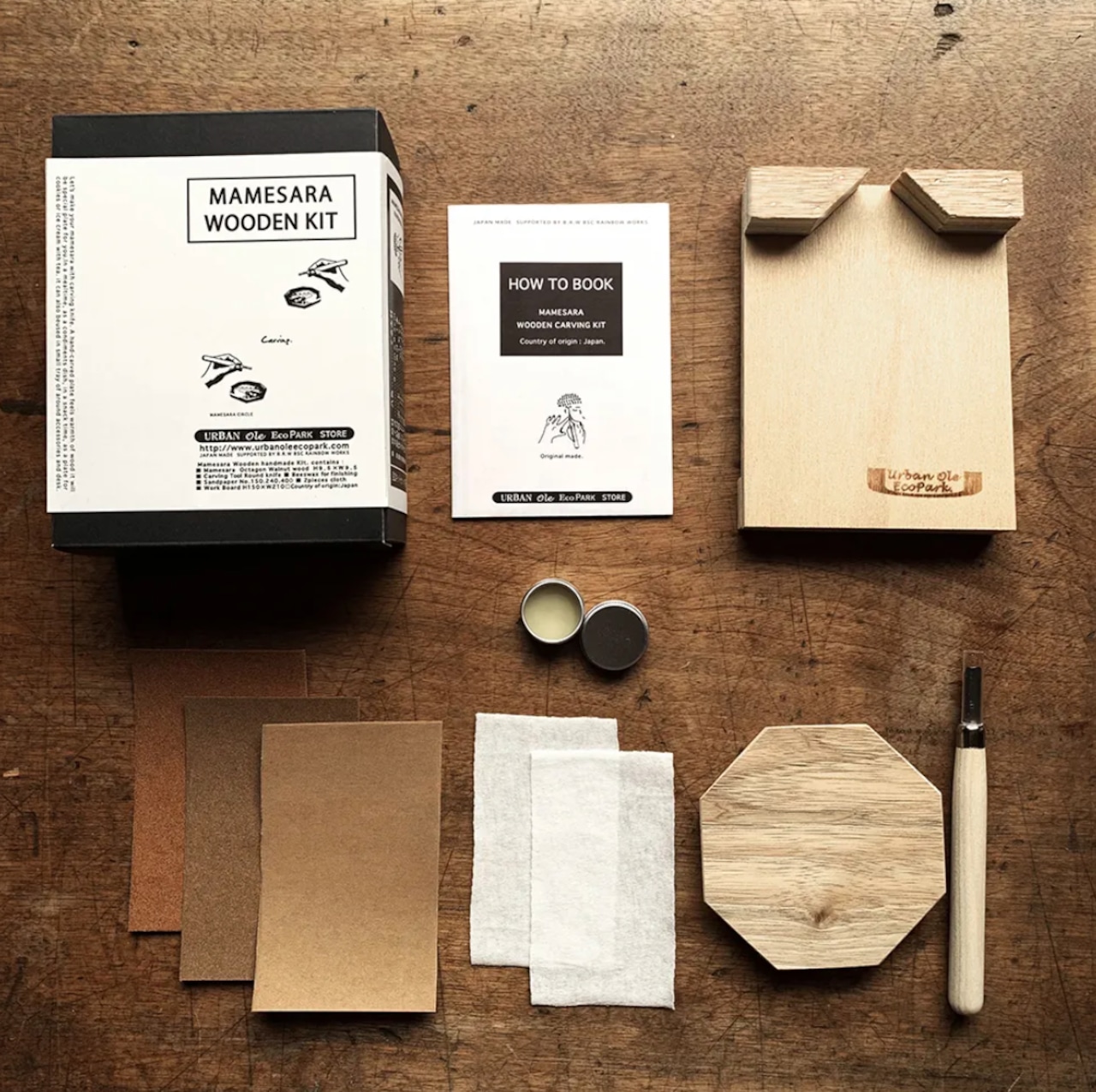 WOOD SMALL PLATE CARVING DIY KIT(Octagon) 彫刻刀で作る豆皿キット八角