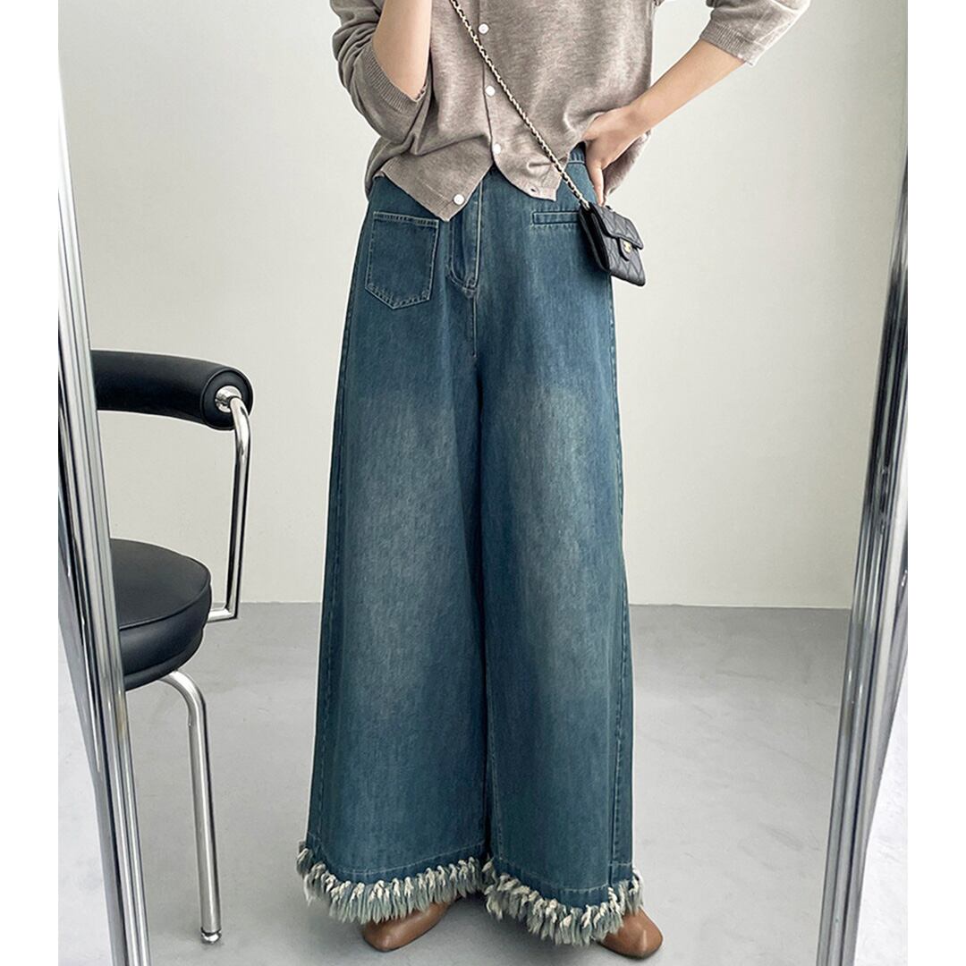 フリンジワイドジーンズ K0370