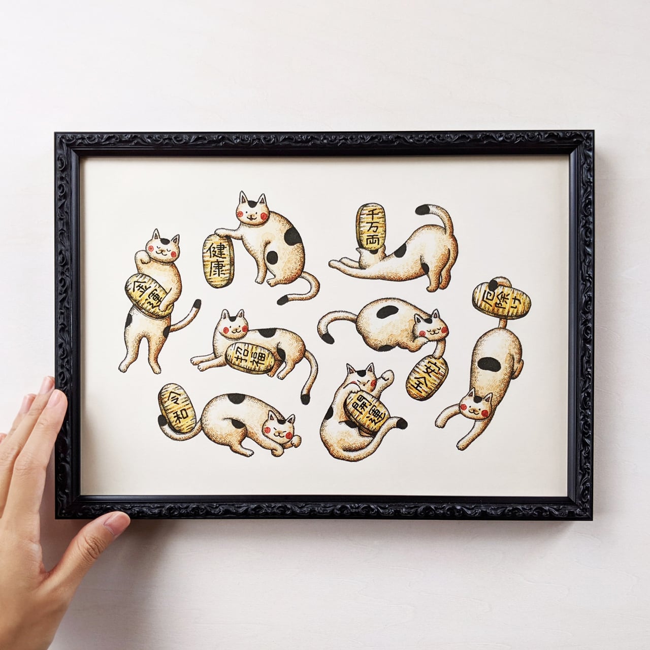 A4 まねきねこアソート アートプリント/イラスト複製画 | Cashew