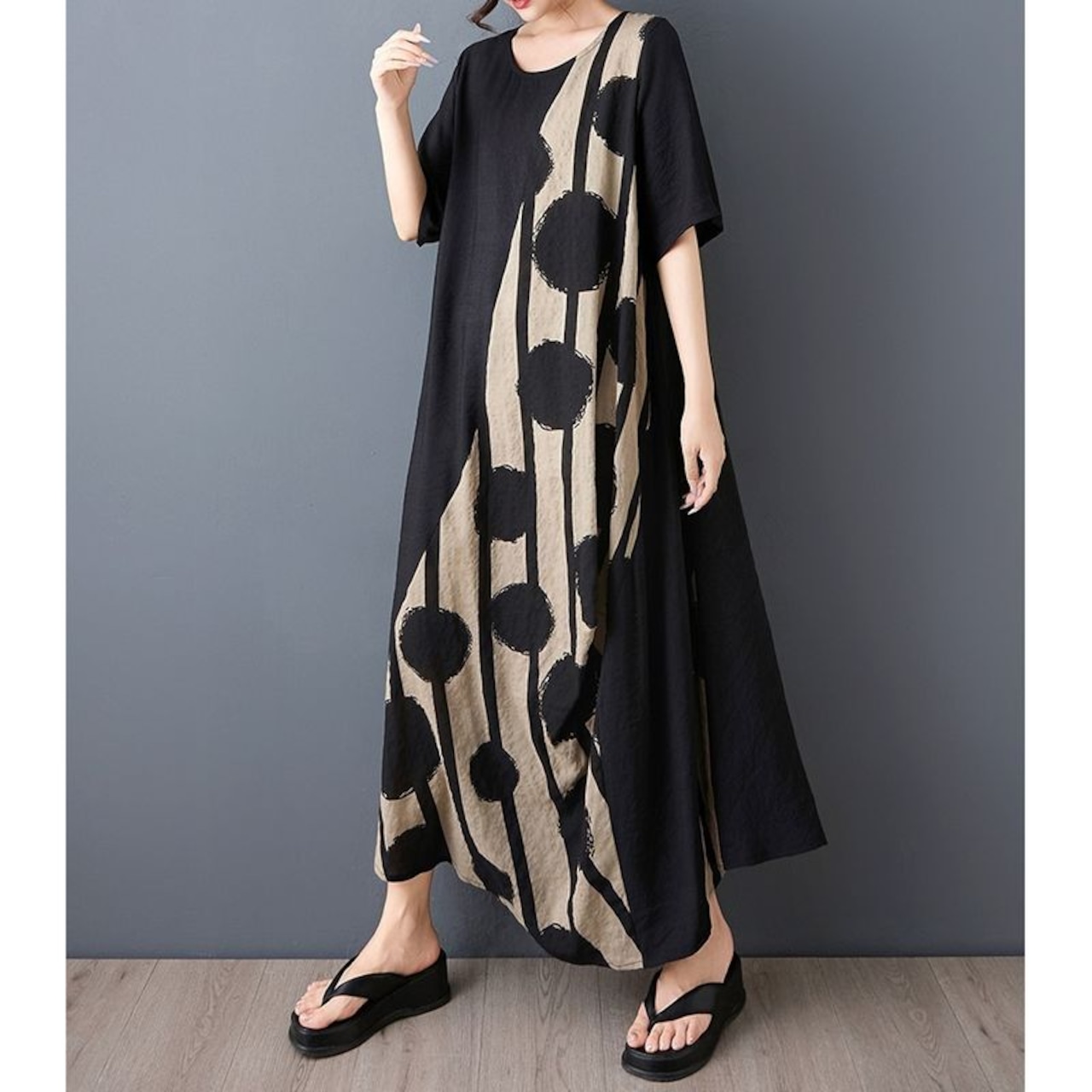 アートパターン Aライン ワンピース  30161