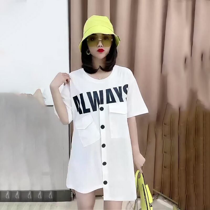 Tシャツ ロングルーズ薄手スタイルトップス 大きめサイズ ミックスインファッション60774819996