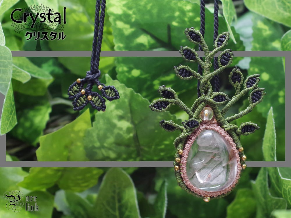 誰もが知る魔石『水晶』虎彫?生命の樹マクラメ編トップネックレス