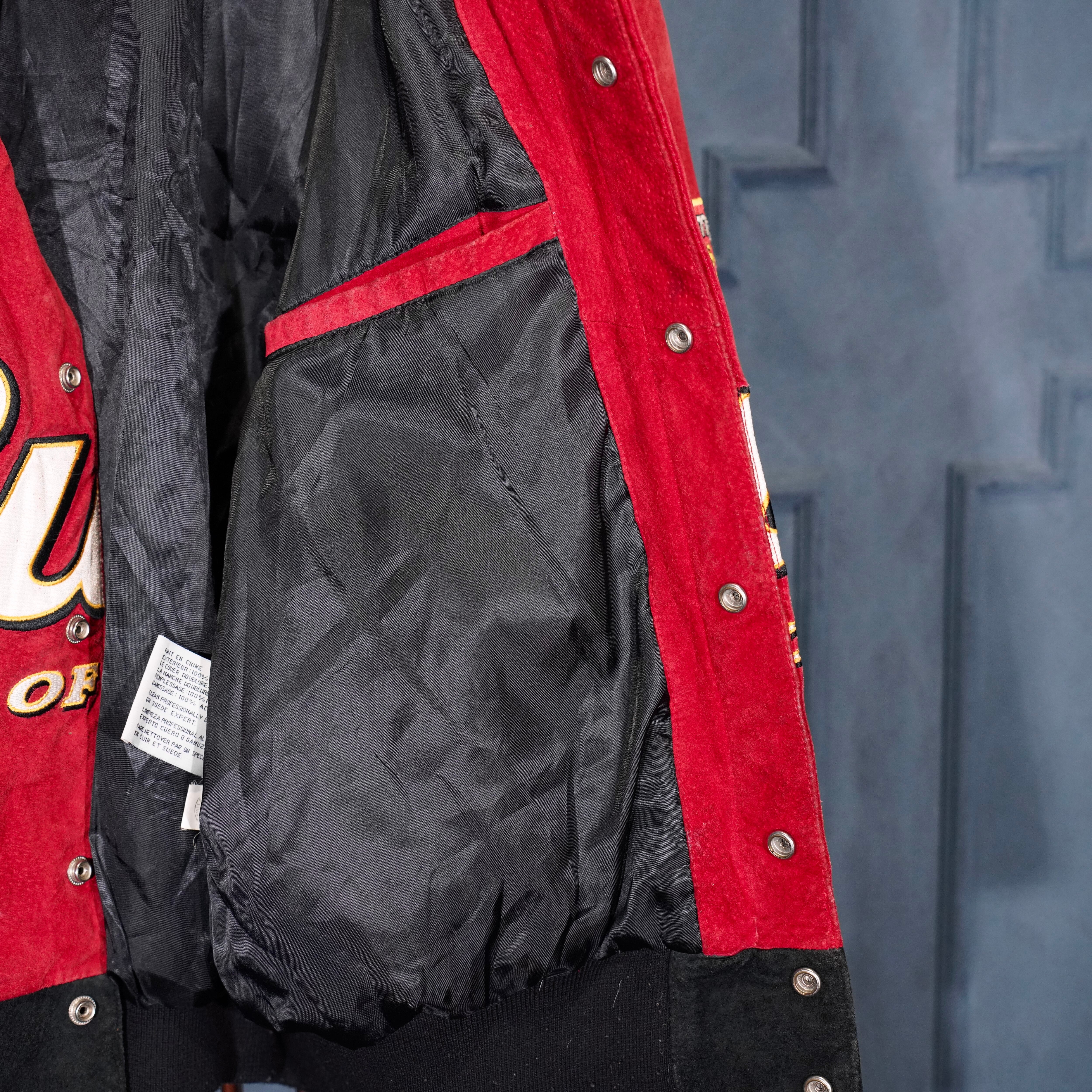 Budweiser リバーシブル レザー レーシングジャケット スタジャン 刺繍 USA VINTAGE CHASE AUTHENTICS JH DESIGN GROUP JEFF HAMILTON