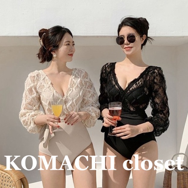 【送料無料】 ワンピース水着 水着 長袖 黒 服みたいな 二の腕カバー 体型カバー レース 水着 韓国 レディース  胸パッドあり ワイヤーなし ママ 子連れ シースルー 切り替えデザイン 透け感 ラッシュガード 異素材ミックス オルチャン 可愛い かわいい 大人可愛い きれいめ 大人 上品 おしゃれ お洒落 オトナ女子 大人女子 こなれ感 個性的 エレガント M L XL ブラック 黒 夏 10代 20代 30代 40代 女性用 母 デート  リゾート 旅行 海 プール 高見え