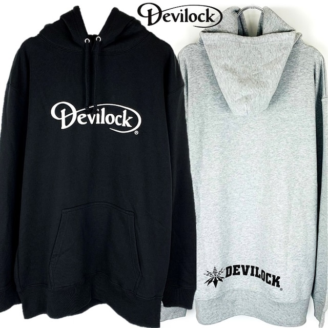 DEVILOCK / デビロック「DAIMLER & VECTOR HOODIE」プルオーバーパーカー 裏パイルスウェット フーディー バックプリント 黒ブラック グレー ロゴ スカル メンズレディース ハードコア HARDCORE パンクロック PUNKROCK メタル METAL バンド フェス ギフト ステージ衣装 Rogia