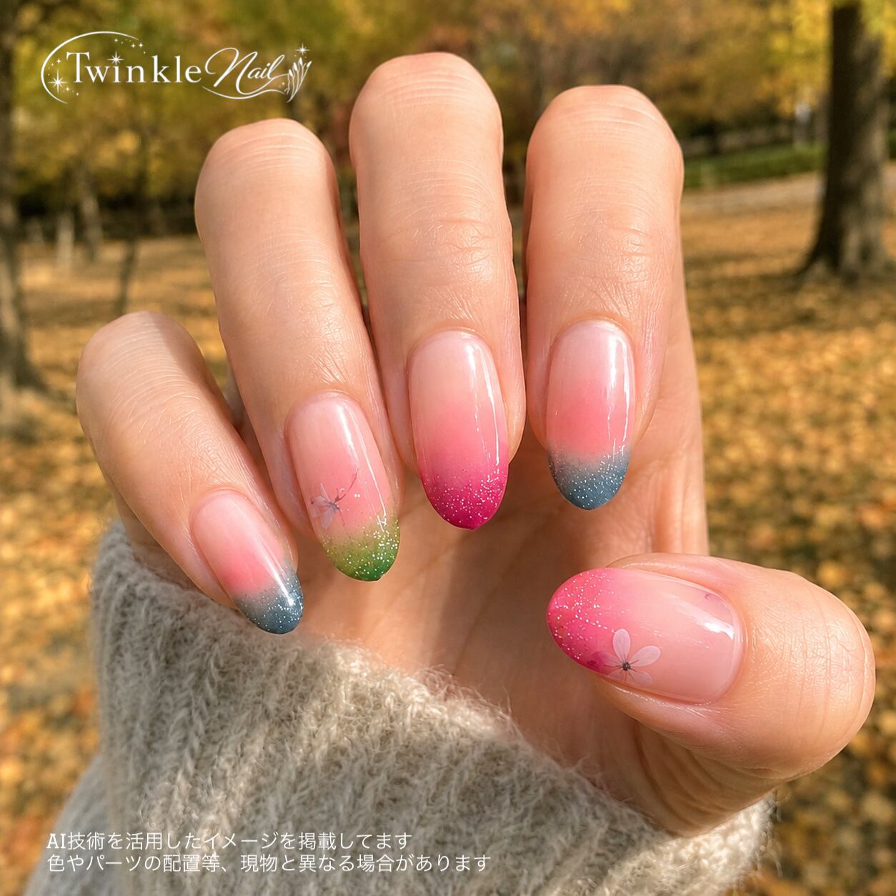 ネイルチップ♡ピンク レッド 量産型 地雷 韓国 ワンホン イニシャル
