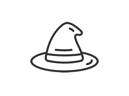 魔女の帽子のアイコン（線画）のイラスト | イラストセンター有料素材販売