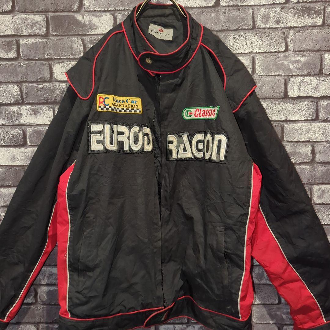 90sヴィンテージ ビッグ刺繍 ワッペン レーシングジャケット ブルゾン  