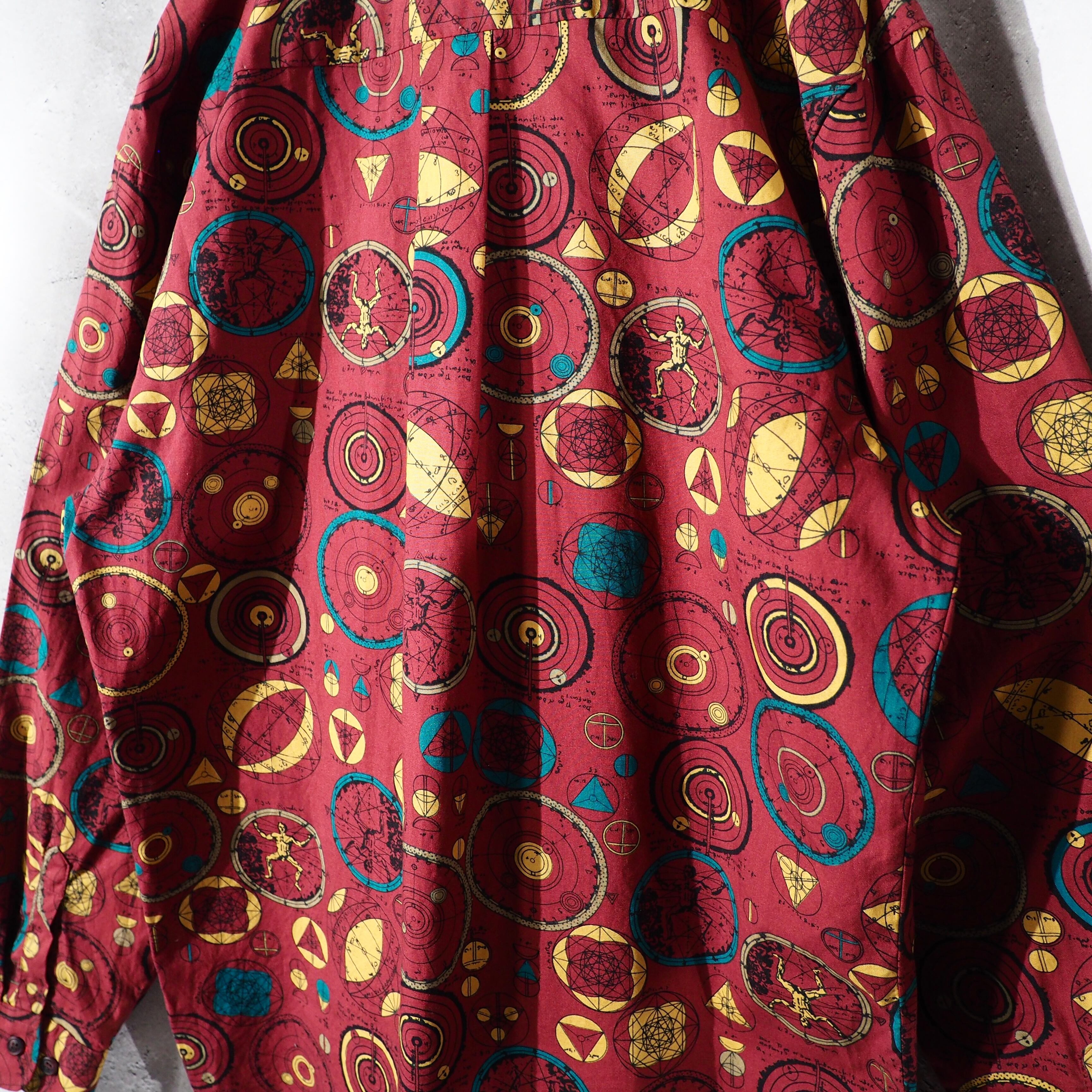 1990s Total shapes pattern Design vintage Loose shirt