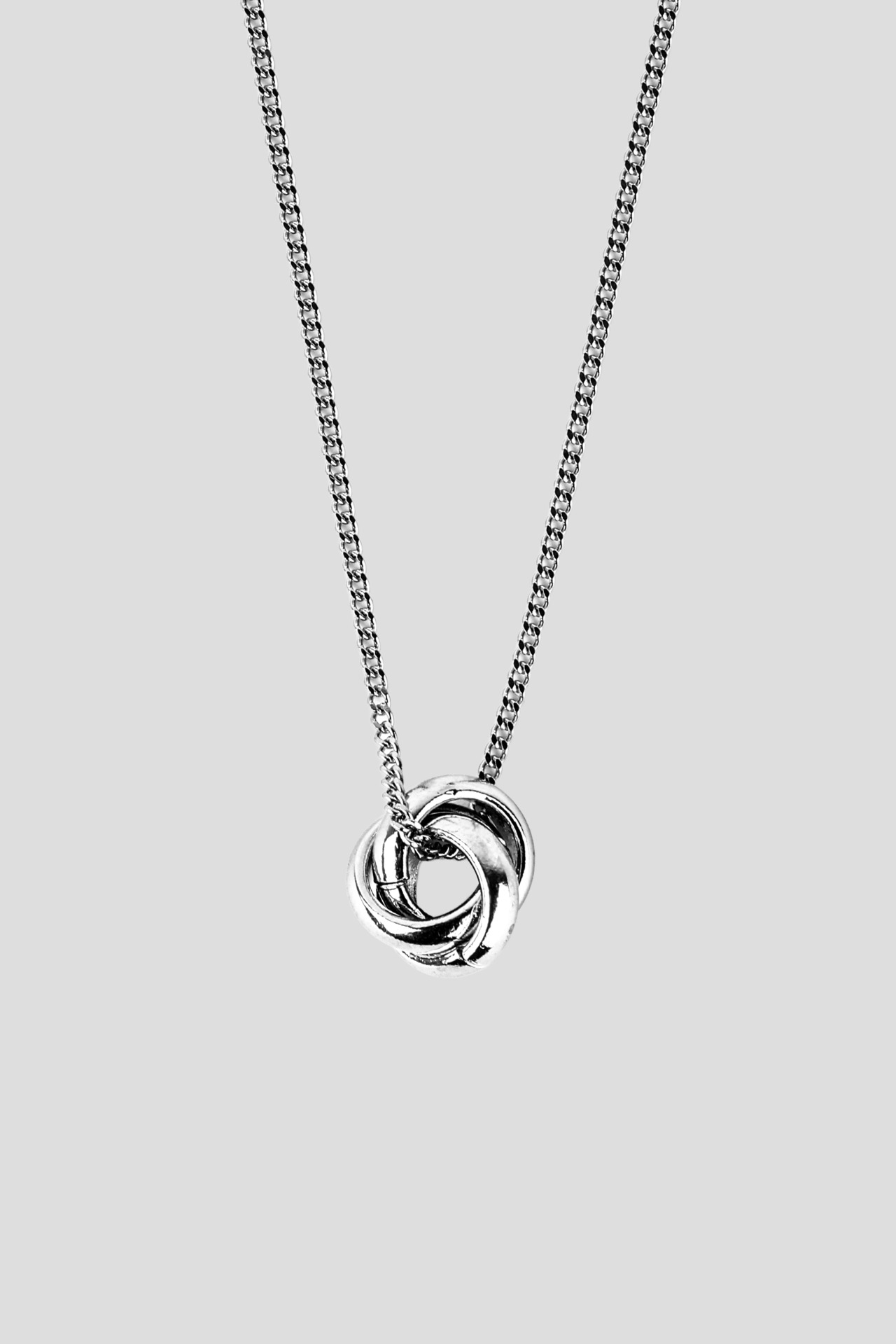Catir Double Ring Necklace (Silver) - 3