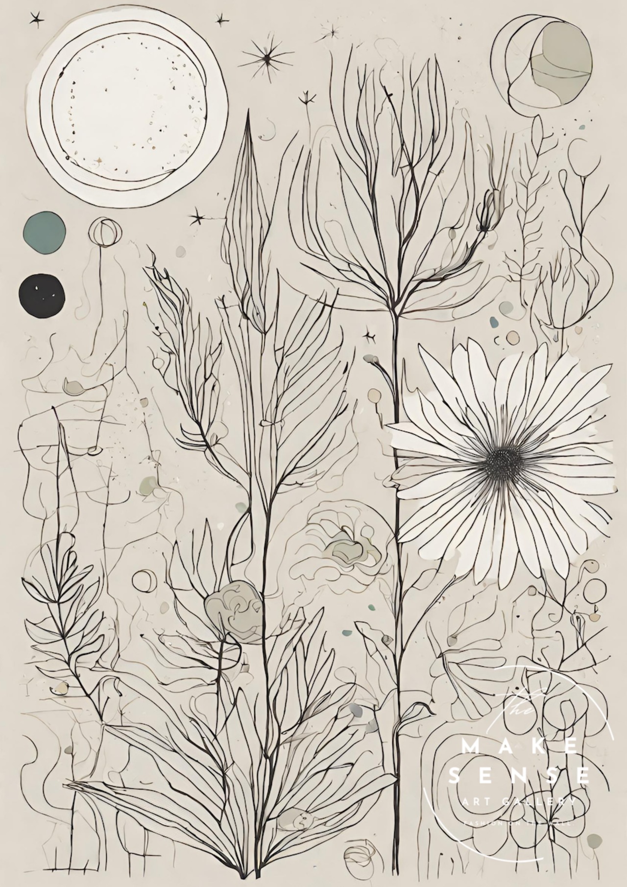 Misty｜北欧ミニマルに馴染む静かなボタニカルアート｜優雅で少し物寂しい雰囲気を届ける上質ポスター｜A4ポスター