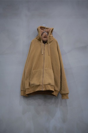 fleece zip hooded blouson  beige