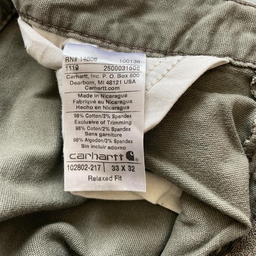 モスグリーン コットンダブルニー Carhartt 33×32 詳細写真11