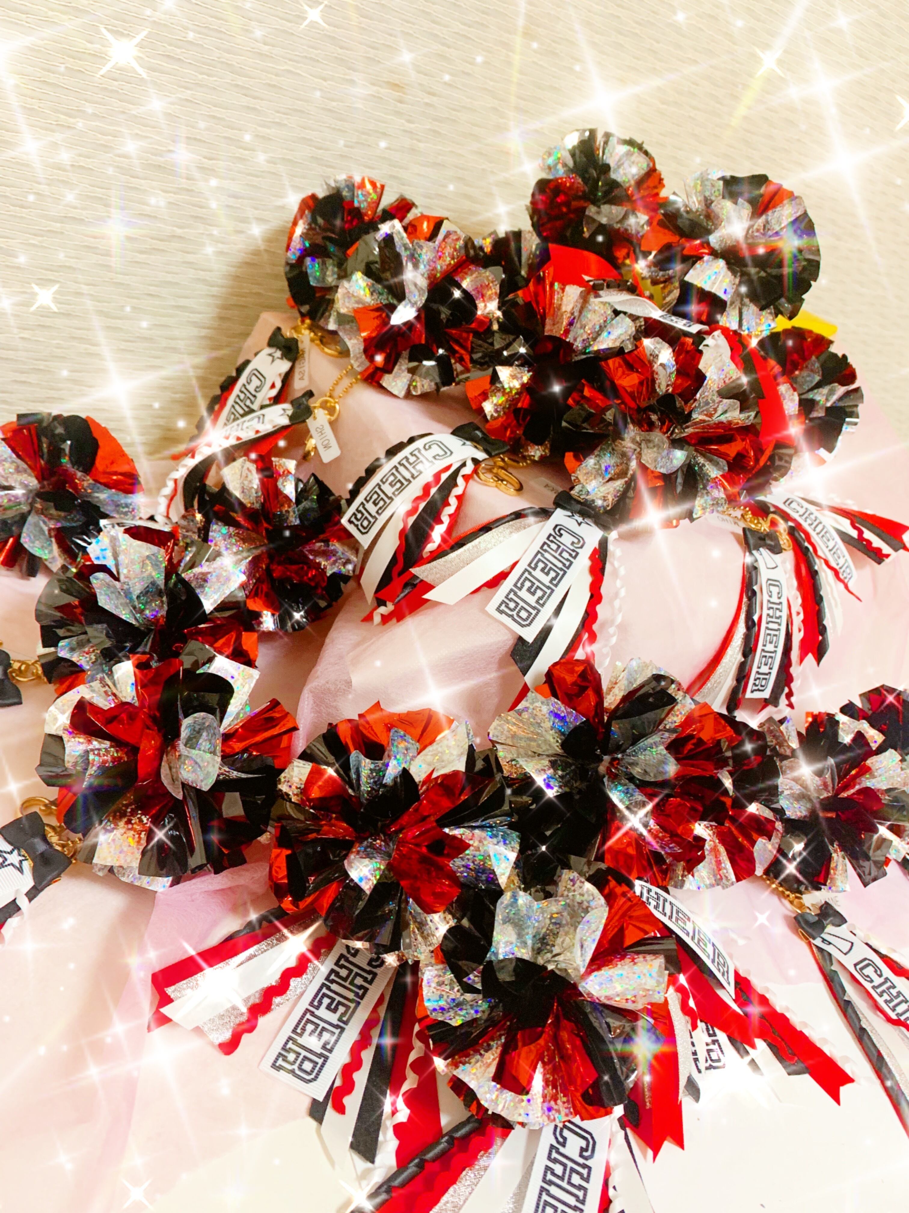 Custom made オーダーメイド Cheer pompon charm with tags ポンポン