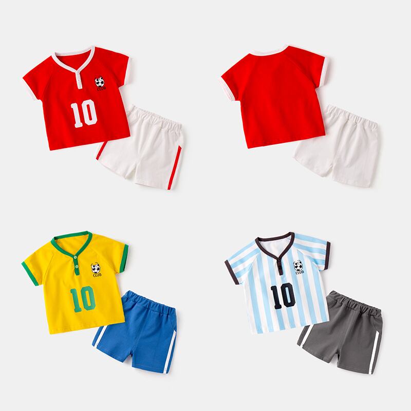 ベビースーツ夏の子供服綿のツーピースのスーツ2020新しい男の子とスポーツとレジャーの赤ちゃんの薄い服 Duduベイビー67515628769