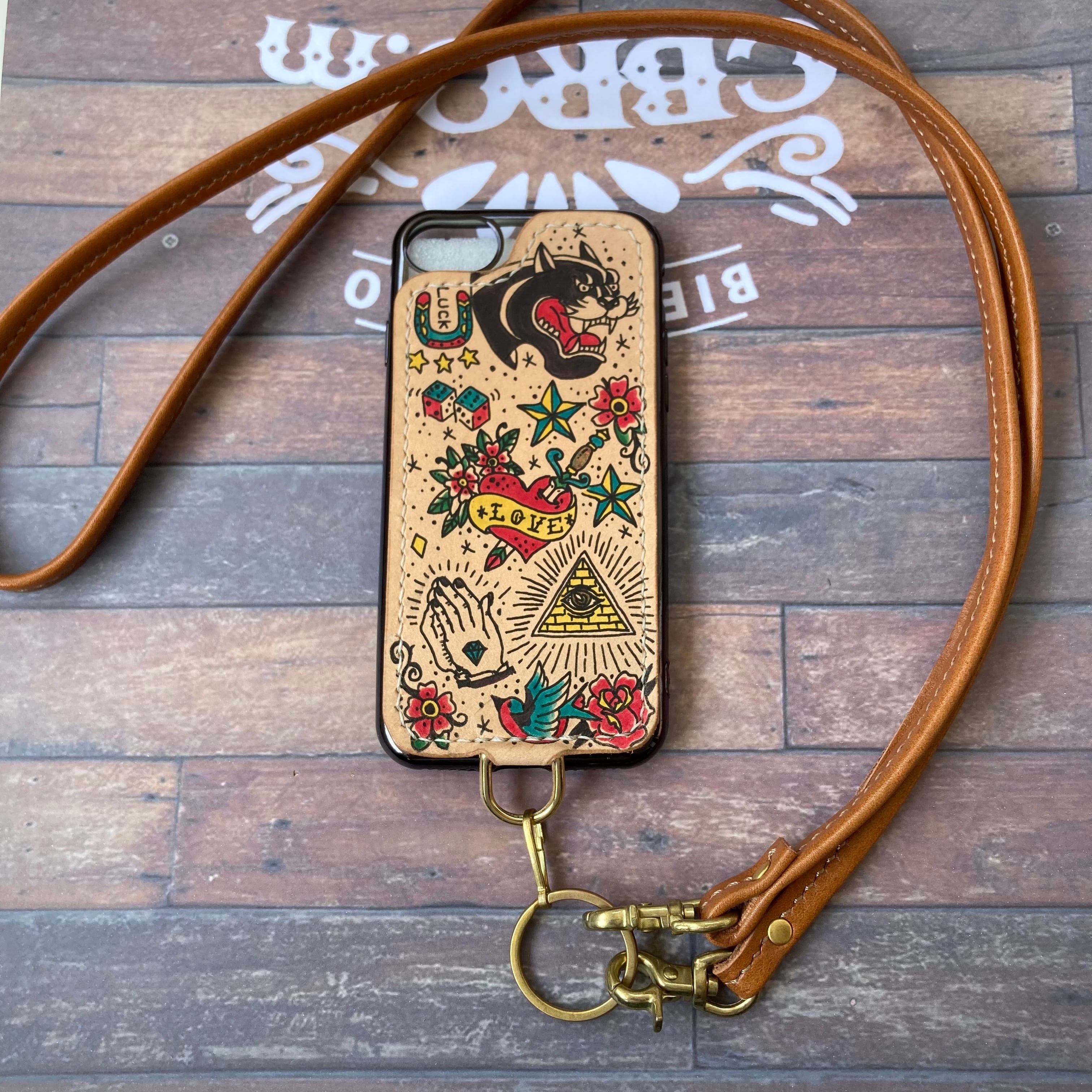 iPhoneSE/13/14》 スマホケース スマホカバー スマホショルダー 牛ヌメ