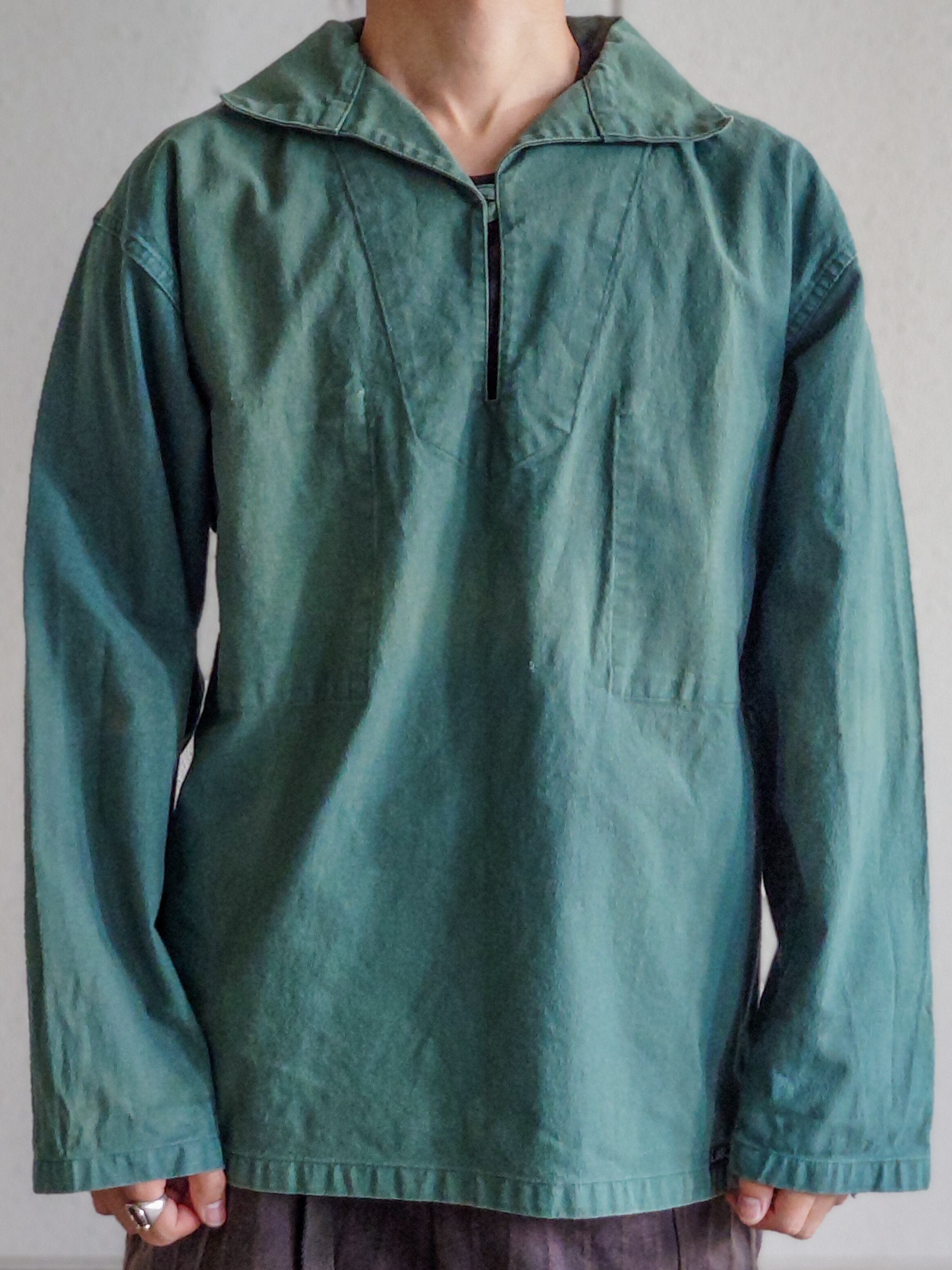 【60年代】 レア色 グリーン・カーキ/イギリス製 フィッシャーマン スモック OLD Le Glazik FISHERMAN SMOCK | STRAYSHEEP ONLINE