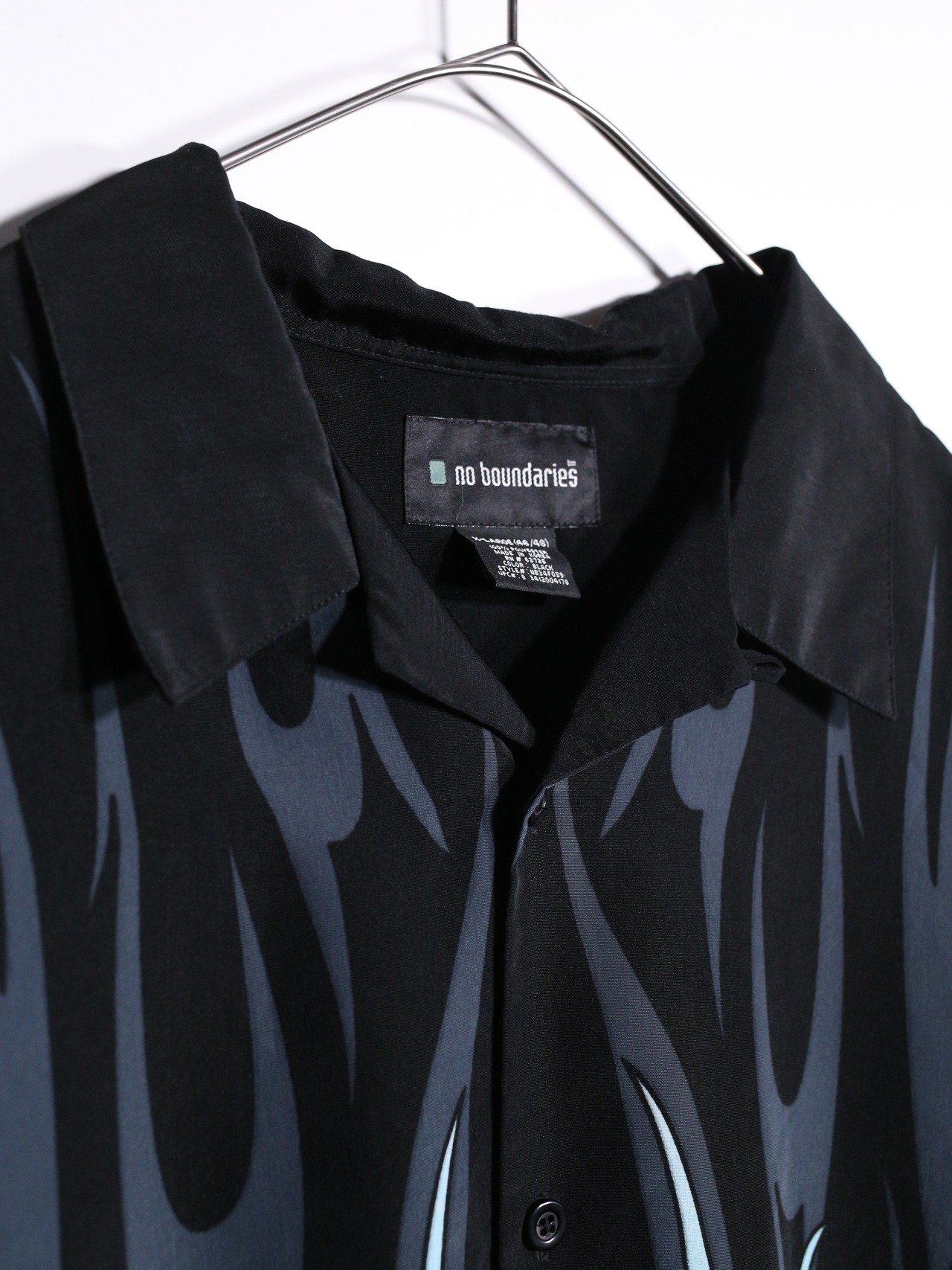tribal motif blue fire pattern over silhouette s/s shirt - 8