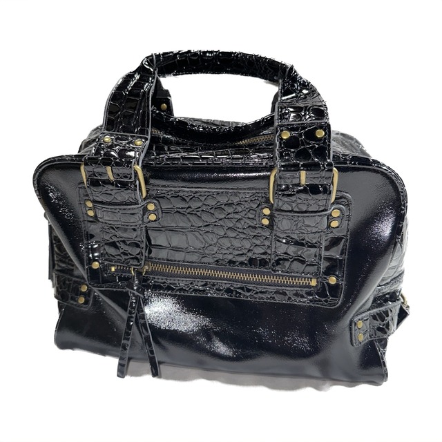 Animal-pattern enamel handbag