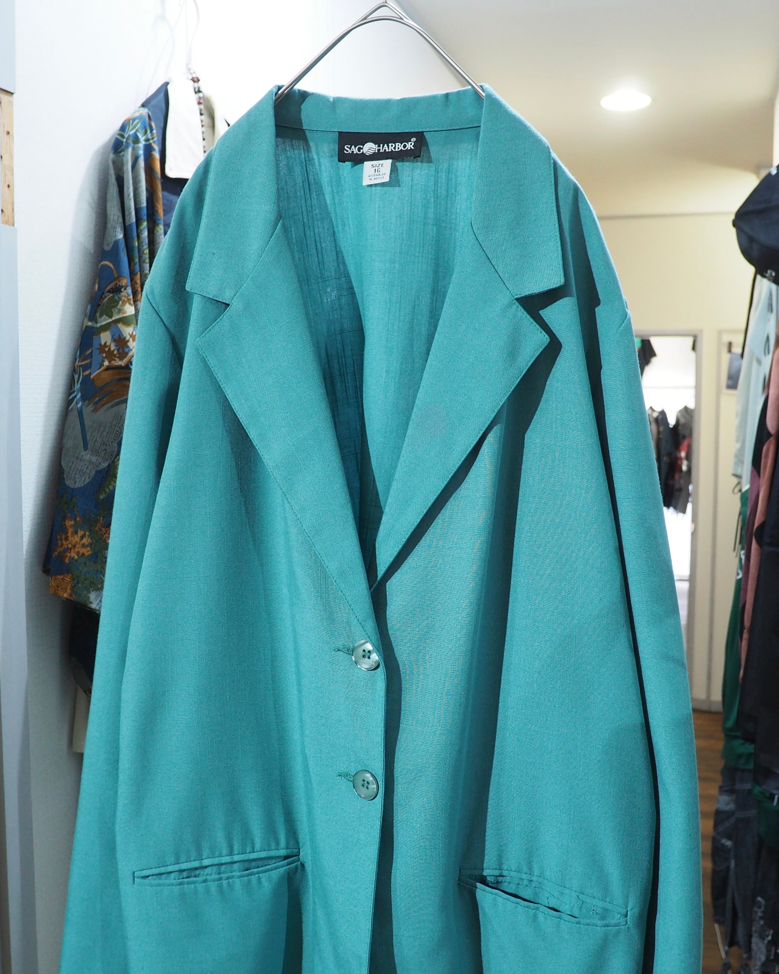 1990s " SAGHARBOR " Beautiful Turquoise Green Color vintage loose Easy jacket