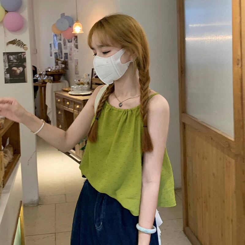 グリーンサマーノースリーブショートトップス 夏物 スーパーモール69295269909