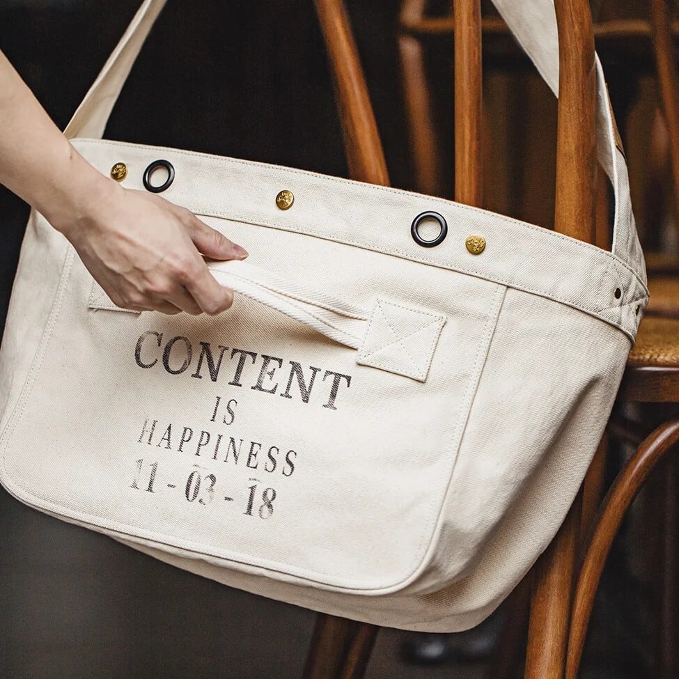 White Canvas Messenger Bag / ホワイト キャンバス メッセンジャー