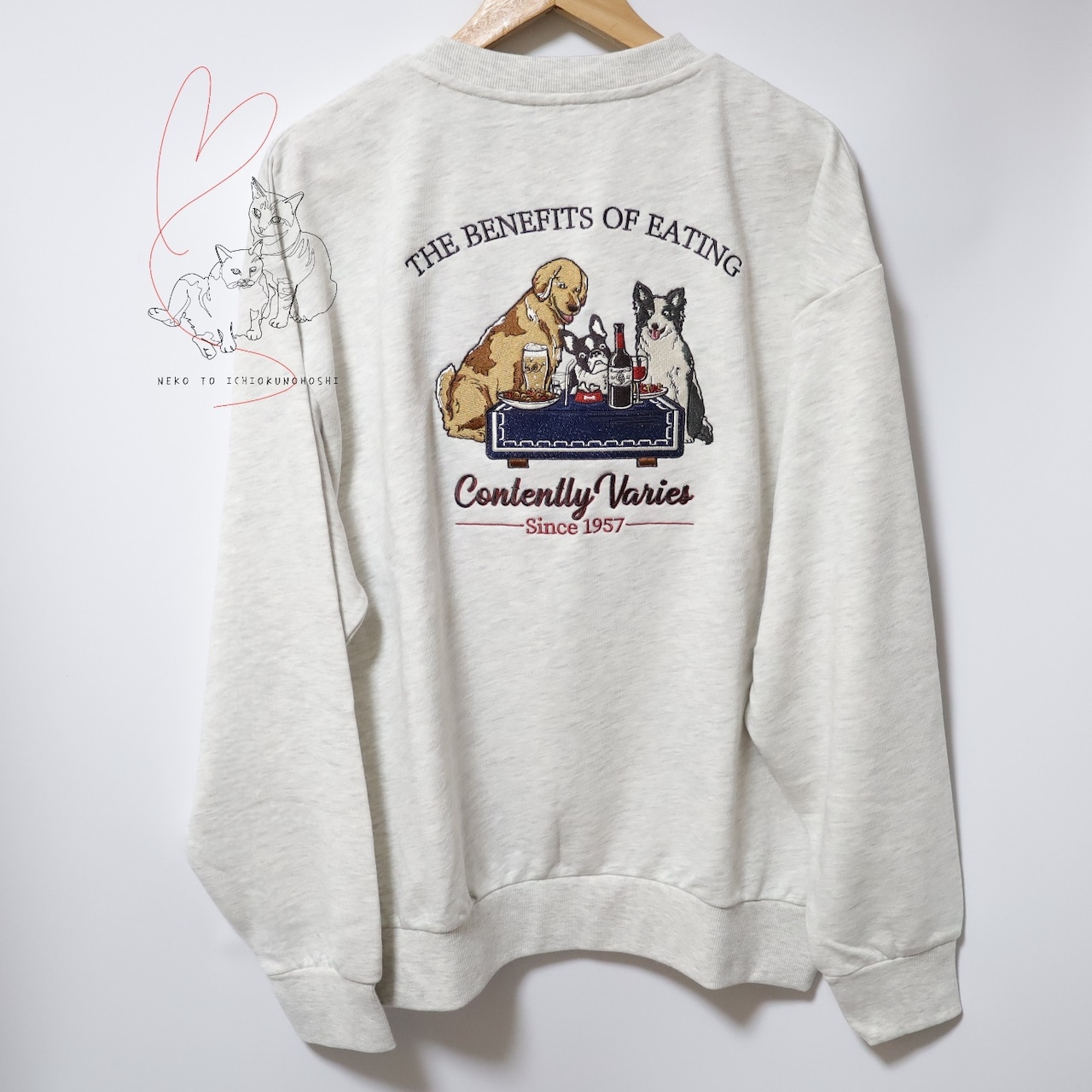 DOG刺繍スウェット 【POWER TO THE PEOPLE -VINTAGE-】トレーナー オートミール