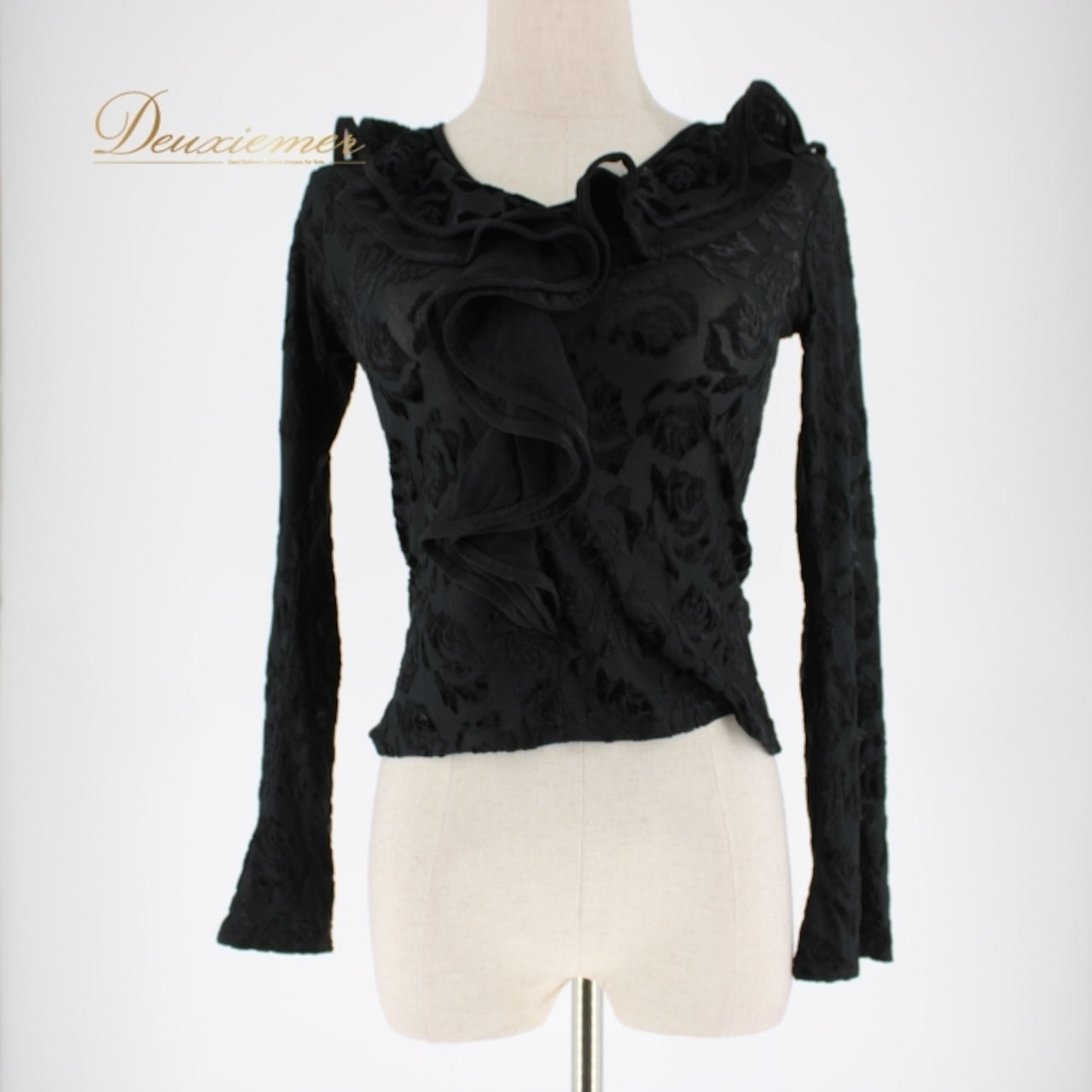 社交ダンス 衣装 スタンダード トップス レッスンウェア ICHIOKU イチオク 黒 レース ブラック系 花柄 長袖 フリル 練習着 上品 気品 モダン ダンスウェア フェミニン ショート丈 エレガント 伸縮性 練習用 レディース おしゃれ シック コーディネート クリエイティブ