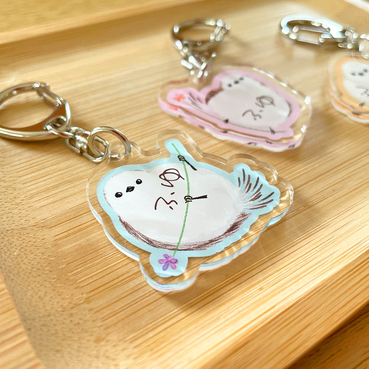 名入れ｜受注製作品】シマエナガのキーホルダー〈1個〉名入れ