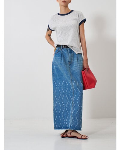 【YENN】LASER CUT DENIM SK