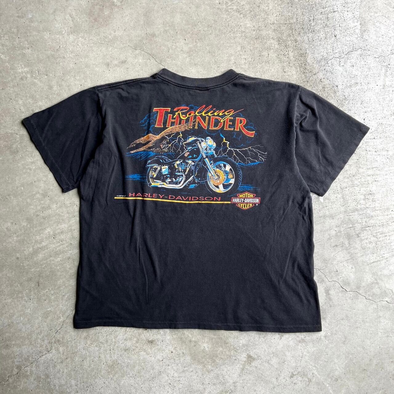 90s american thunder アメリカンサンダーウルフ柄半袖Tシャツ