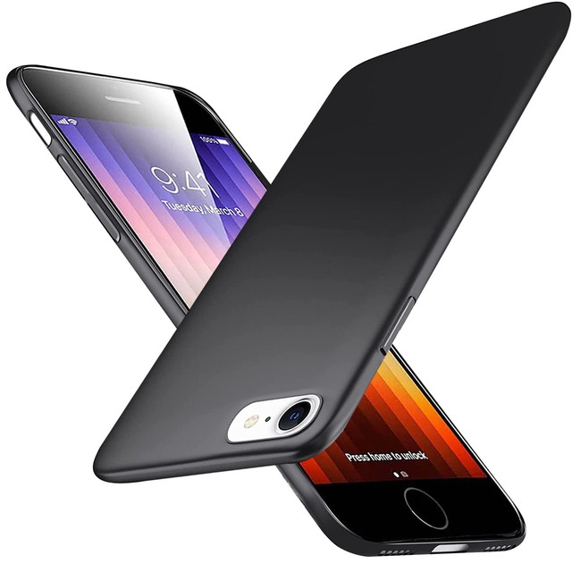 Wojiaozvlf 超薄型 iPhone SE3 ケース - 2022 第 3/2 世代対応 (SE2・8・7)、PC マット質感、超軽量、黄変防止、指紋防止、擦り傷防止、手触り良好、全面保護、超耐磨、耐衝撃、ワイヤレス充電対応、ブラック