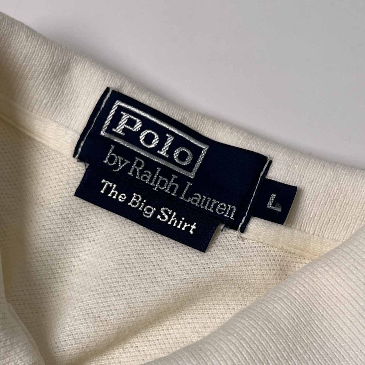 90s Polo by Ralph Lauren ラルフローレン The Big Shirt 鹿の子 半袖 ポロシャツ L/ホワイト/メンズ/ナイガイ/ビンテージ